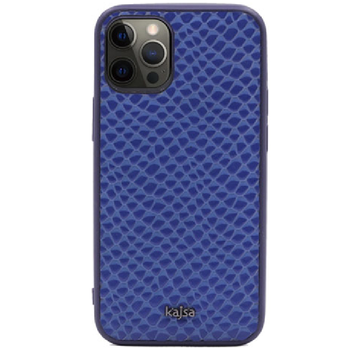Чехол кожаный Kajsa Натуральная кожа с жемчужным узором для iPhone 12 / 12 Pro, Синий