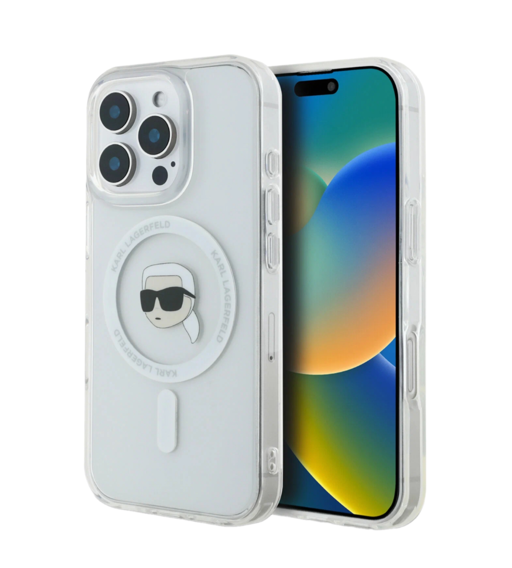 Чехол Lagerfeld PC/TPU NFT Karl Head Metal camera Hard White (MagSafe) для iPhone 16 Pro, Белый