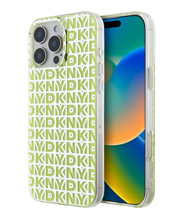 Чехол DKNY для iPhone 16 Pro Max, PC/TPU Двухслойное повторное гальваническое покрытие, Желтый