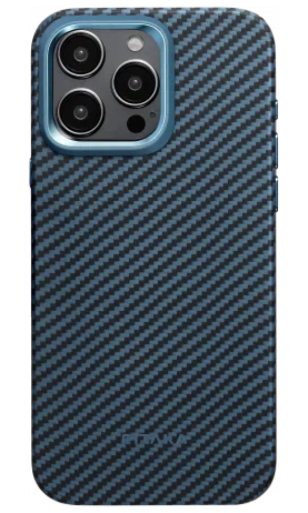 Усиленный чехол PITAKA MagEZ Pro 4 для iPhone 15 Pro Max 6.7", Черный/Синий (Черный/Синий Twill) 1500D
