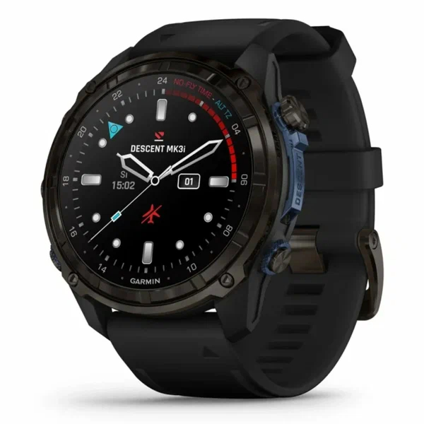 Умные часы Garmin Descent Mk3i, 51mm, Titanium Carbon Gray, DLC, Black Silicone Band, Dive Computer