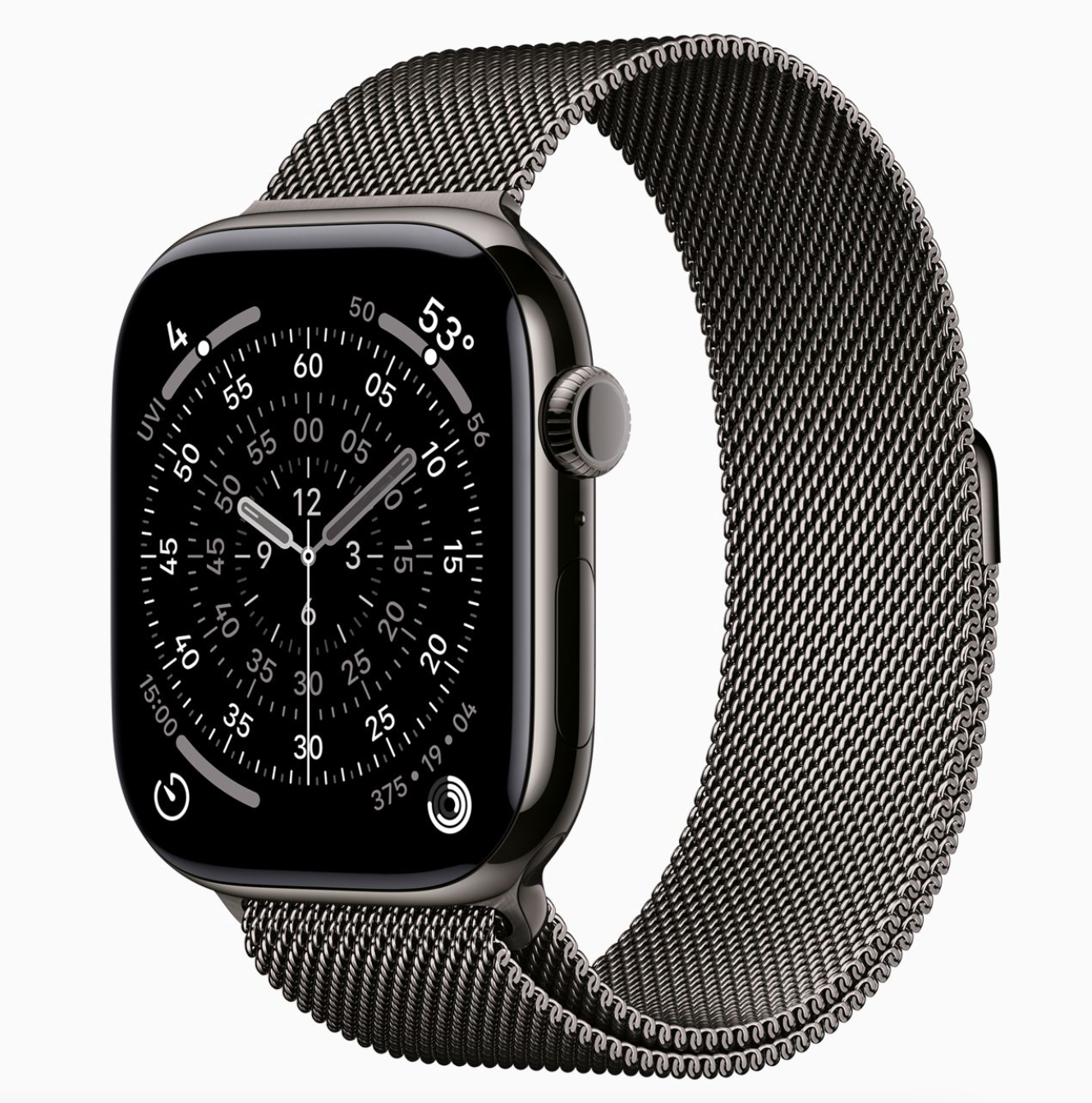 Apple Watch Series 11 GPS 46 мм, корпус из черного титана, ремешок Milanese черного цвета M/L (MFD44)
