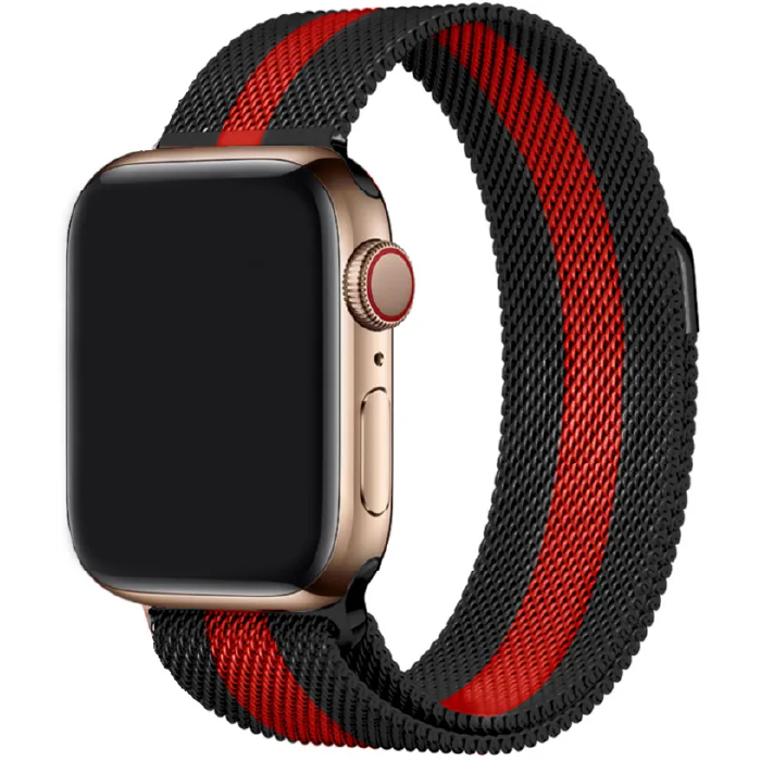 Ремешок Milanese для Apple Watch 38/40/41мм, Черно-красный