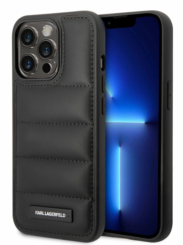 Чехол Lagerfeld для iPhone 15 Pro Max, PU Quilted Metal logo Hard, Черный