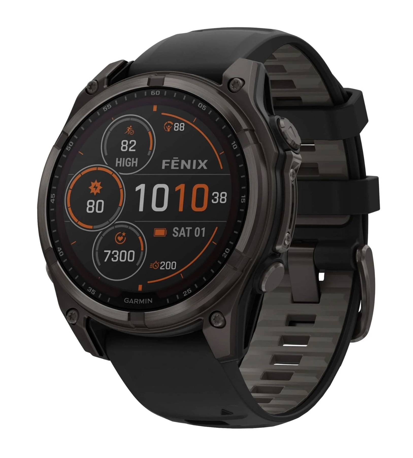 Garmin Fenix 8, 47 мм, Solar, Сапфирово-серый титан DLC с черным / серым силиконом