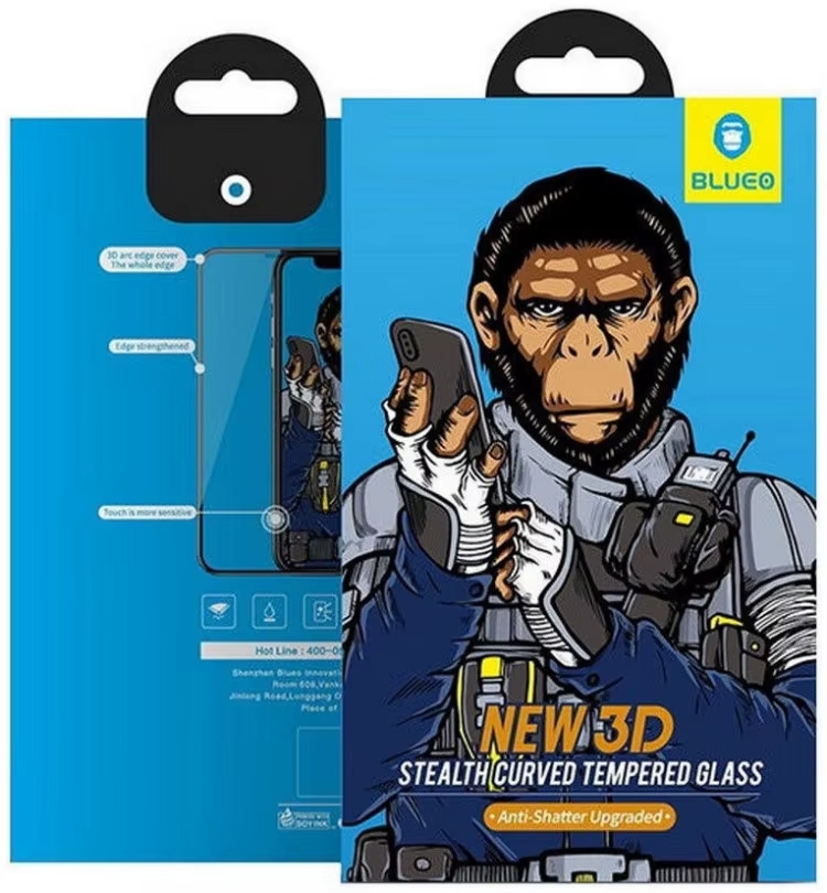 Защитное стекло BLUEO 3D Curved Stealth HD для iPhone 7/8, 0.30mm, Черный, 7B21-IP7B