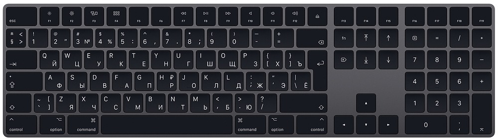Клавиатура Apple Magic Keyboard с цифровой панелью и Touch ID, Серый Космос