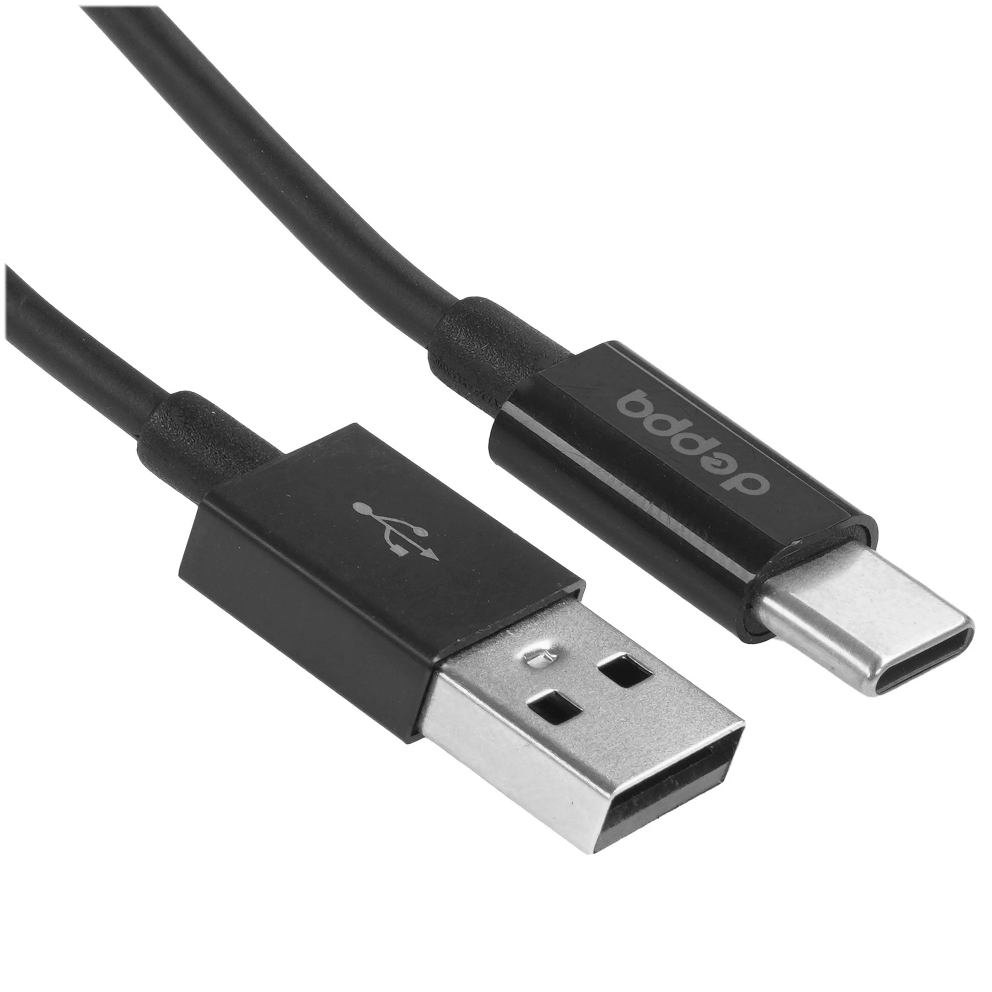 Кабель Deppa USB-A – USB-C витой, 1.5м, Черный