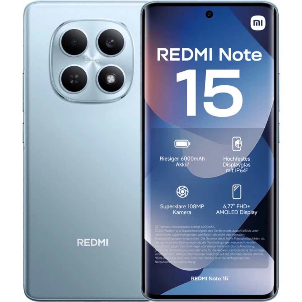 Смартфон Xiaomi Redmi Note 15 8/256Гб, Синий EU