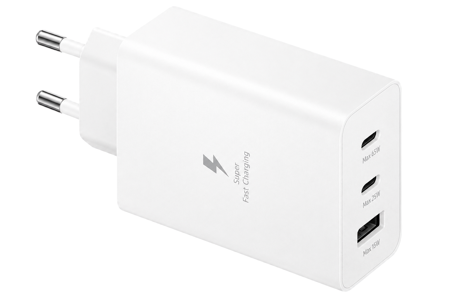 Сетевое зарядное устройство Samsung 65Ватт USB-A + 2xUSB-C, Белый