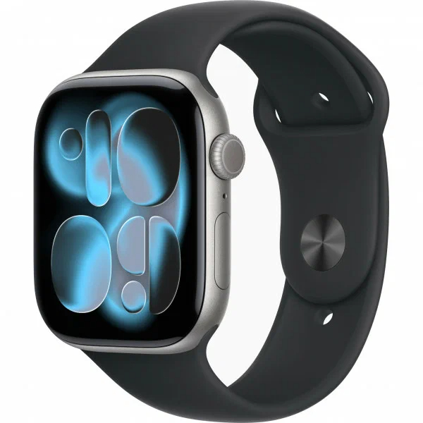 Apple Watch Series 11 GPS, 42 мм, корпус из алюминия цвета «серый космос», спортивный ремешок черного цвета M/L MEQX4