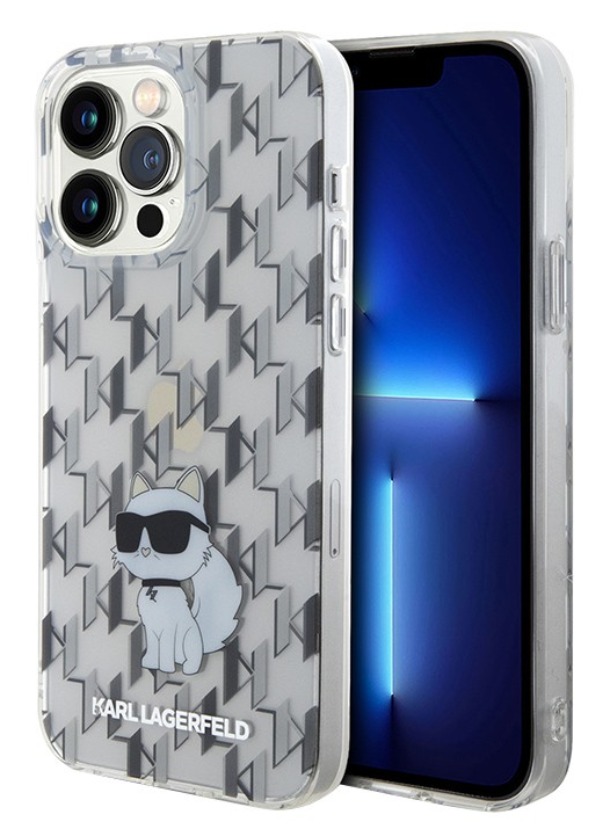Чехол Lagerfeld для iPhone 15 Pro Max, PC/TPU Monogram NFT Choupette Hard, Прозрачный