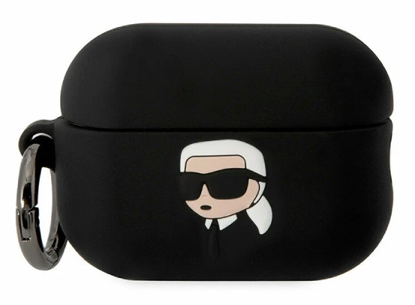Чехол силиконовый Lagerfeld для Airpods 2, кольцо NFT 3D Karl, Черный