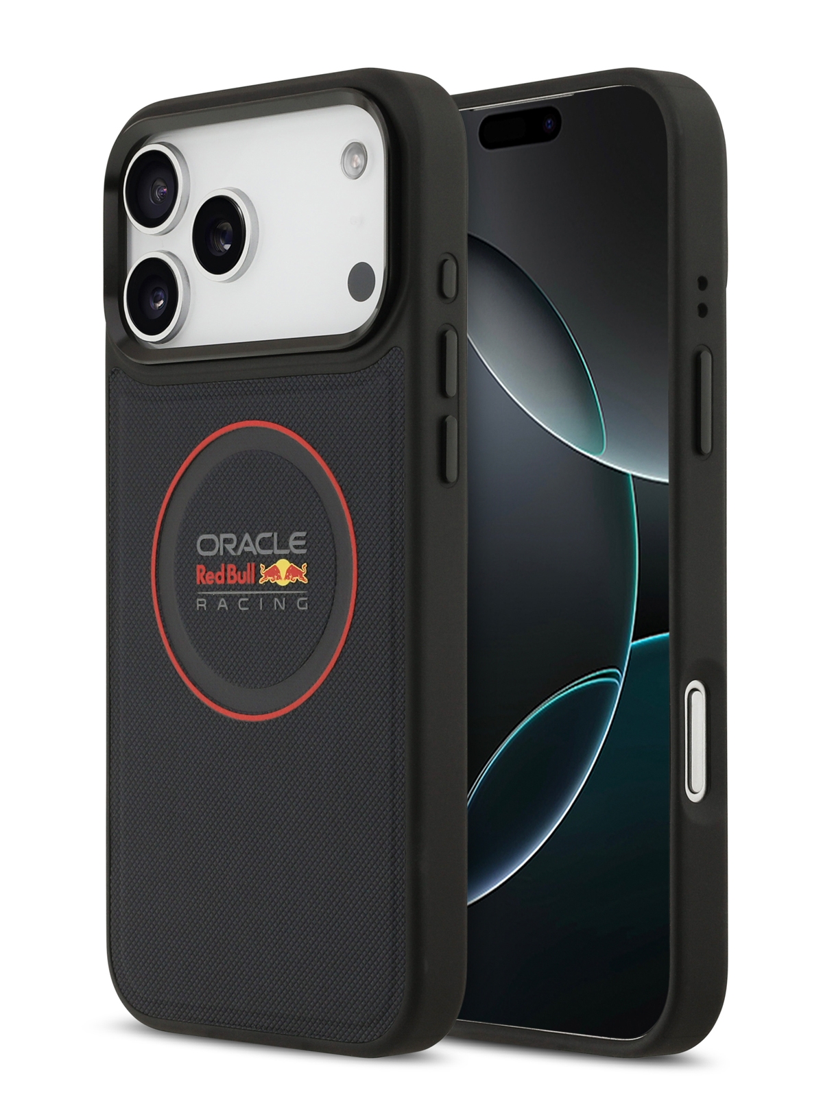 Чехол Red Bull для iPhone 17 Pro Max PU Meshed with Ring and Metal camera Hard, MagSafe, Черный