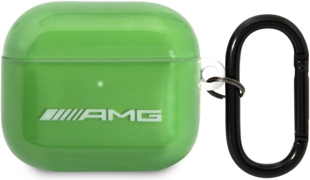 Чехол AMG для Airpods 3 PC/TPU Большой Логотип, Прозрачный Зеленый