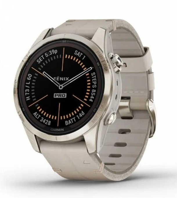 Garmin Fenix 7S Pro Сапфир Solar, Ремешок из мягкой золотой кожи