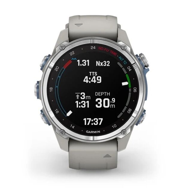 Garmin Descent 43mm, SKF12 Titanium Bronze Bezel, PVD, Gray Silicone Band, Dive Computer, Серый