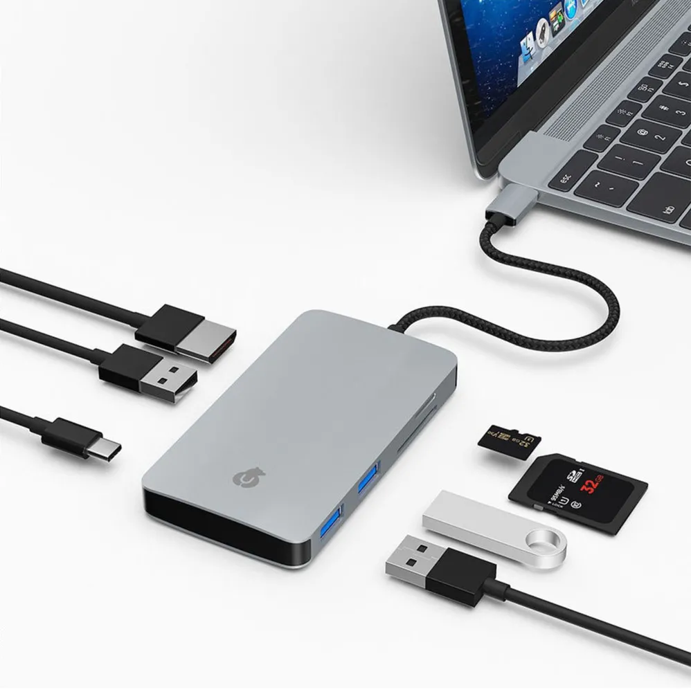 Ubear Hub Link 7 в 1 для устройств с разъемом USB-C, Серый