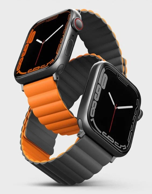 Ремешок силиконовый Uniq REVIX для Apple Watch 42/44/45/49, Зеленый/Серо-бежевый