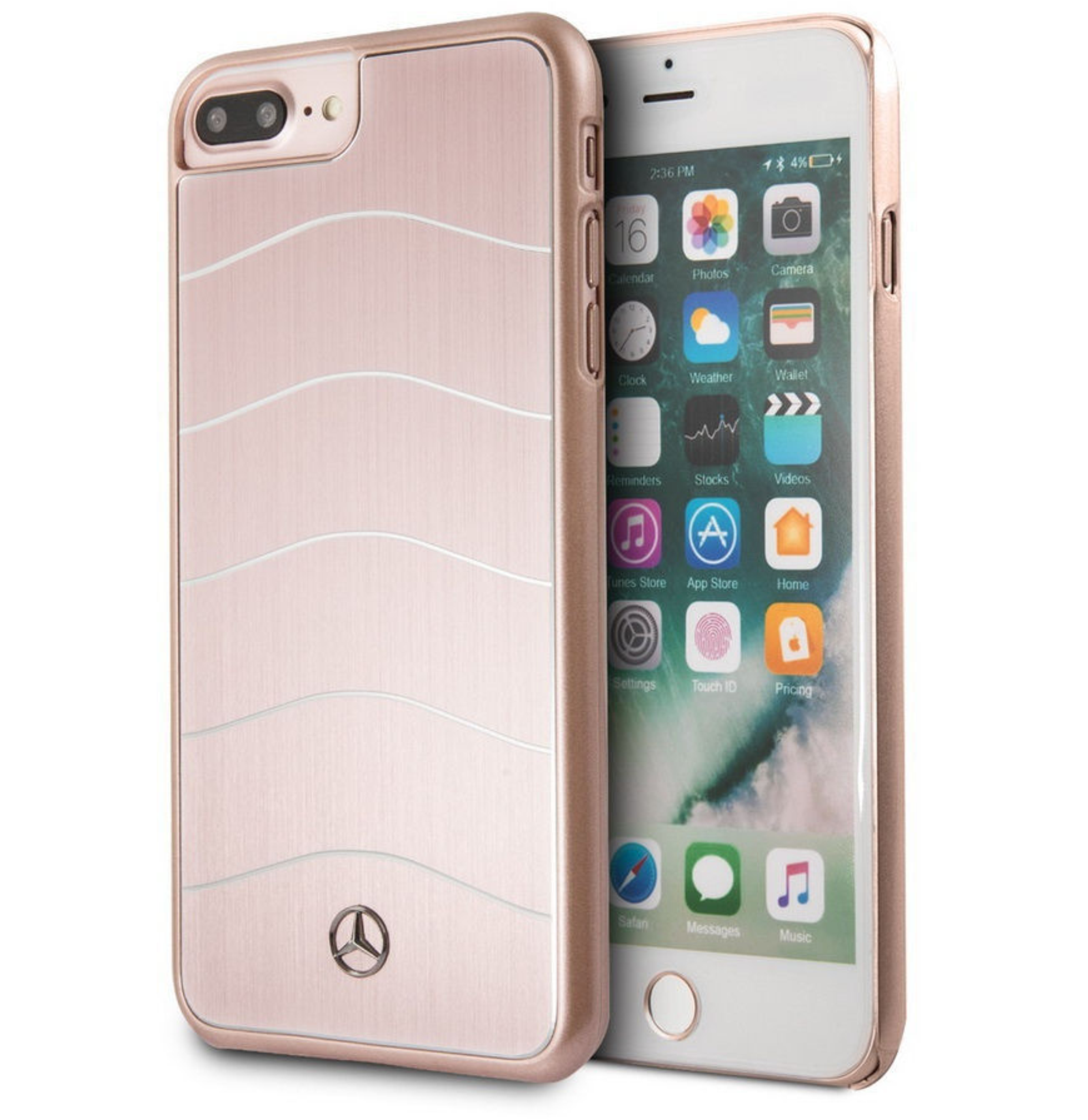Чехол Mercedes для iPhone 7 Plus/8 Plus, Твердый матовый алюминий Wave Vlll, Розовый