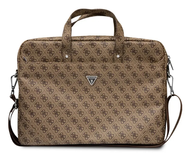 Сумка Guess для ноутбуков 15-16 4G с треугольным металлическим логотипом, Коричневая