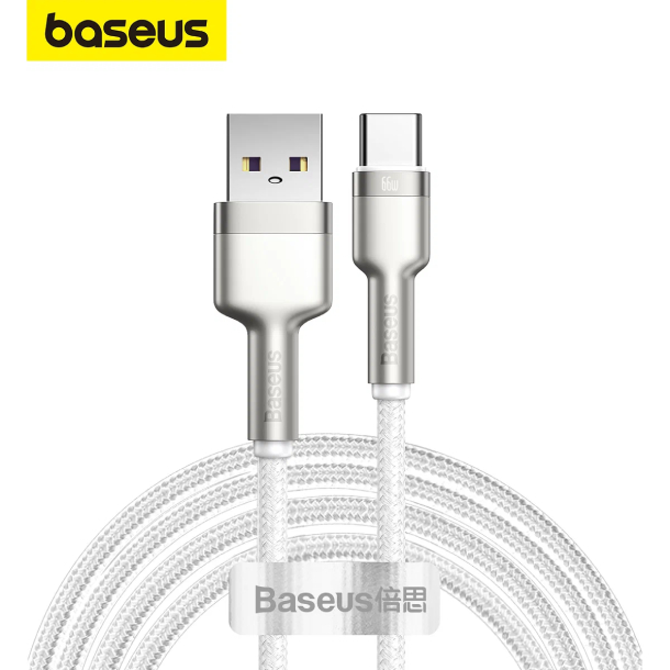 Baseus Cafule Series Metal Data Cable USB-A to Type-C PD 66W, Белый