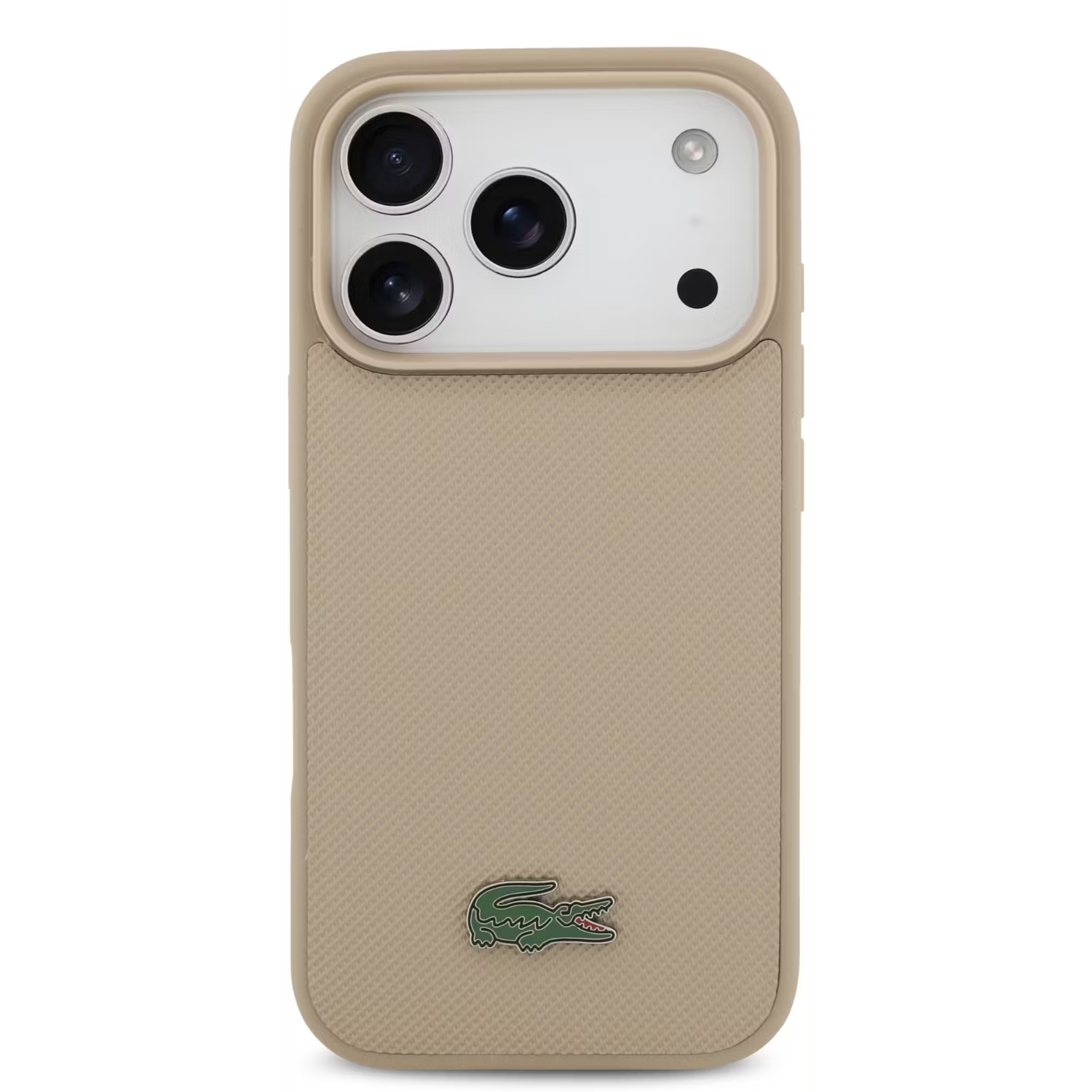 Чехол Lacoste iPhone 17 Pro Max PVC Metal Lacquer logo Hard Taupe, MagSafe, Бежевый