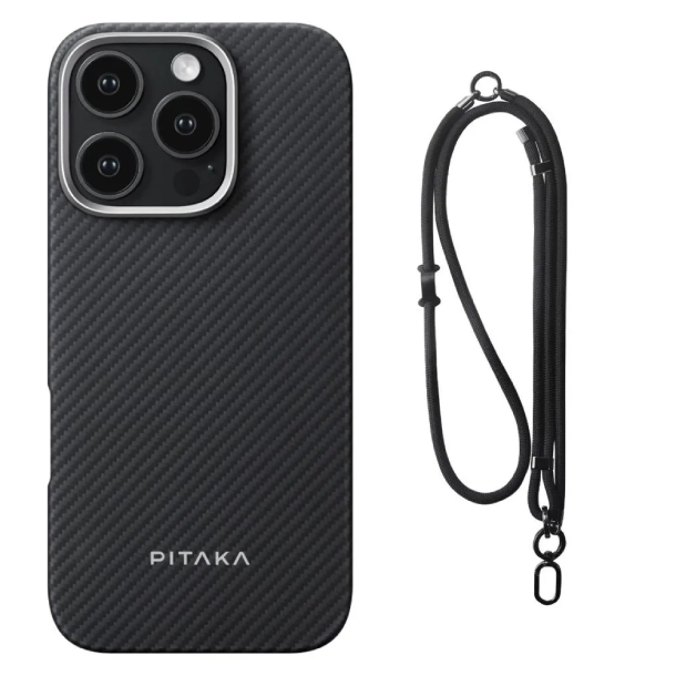 Чехол PITAKA Ultra-Slim 3в1 для 16 Pro Max, Черно-серый