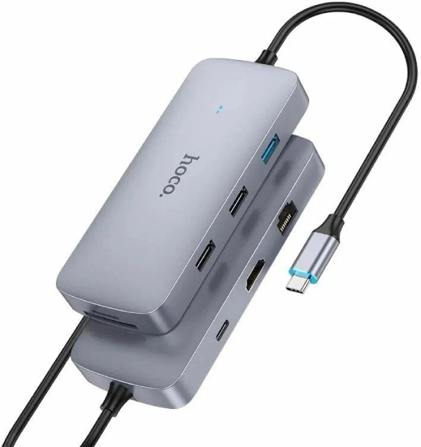 Hoco HB32 Season Type-C 8-in-1 100W Металл, Серый