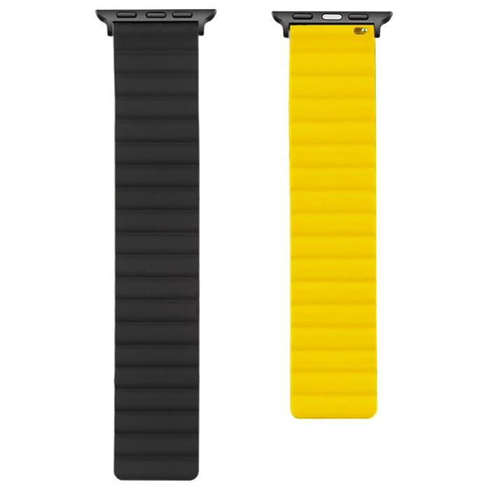 Ремешок Mutural watch band modi для Apple Watch 42/44/45/49мм, Чёрный с жёлтым