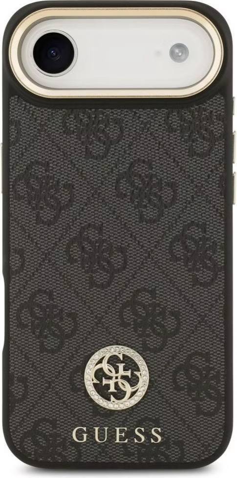 Чехол Guess iPhone Air PU 4G Diamond metal logo Gold camera Hard Black, MagSafe, Черный