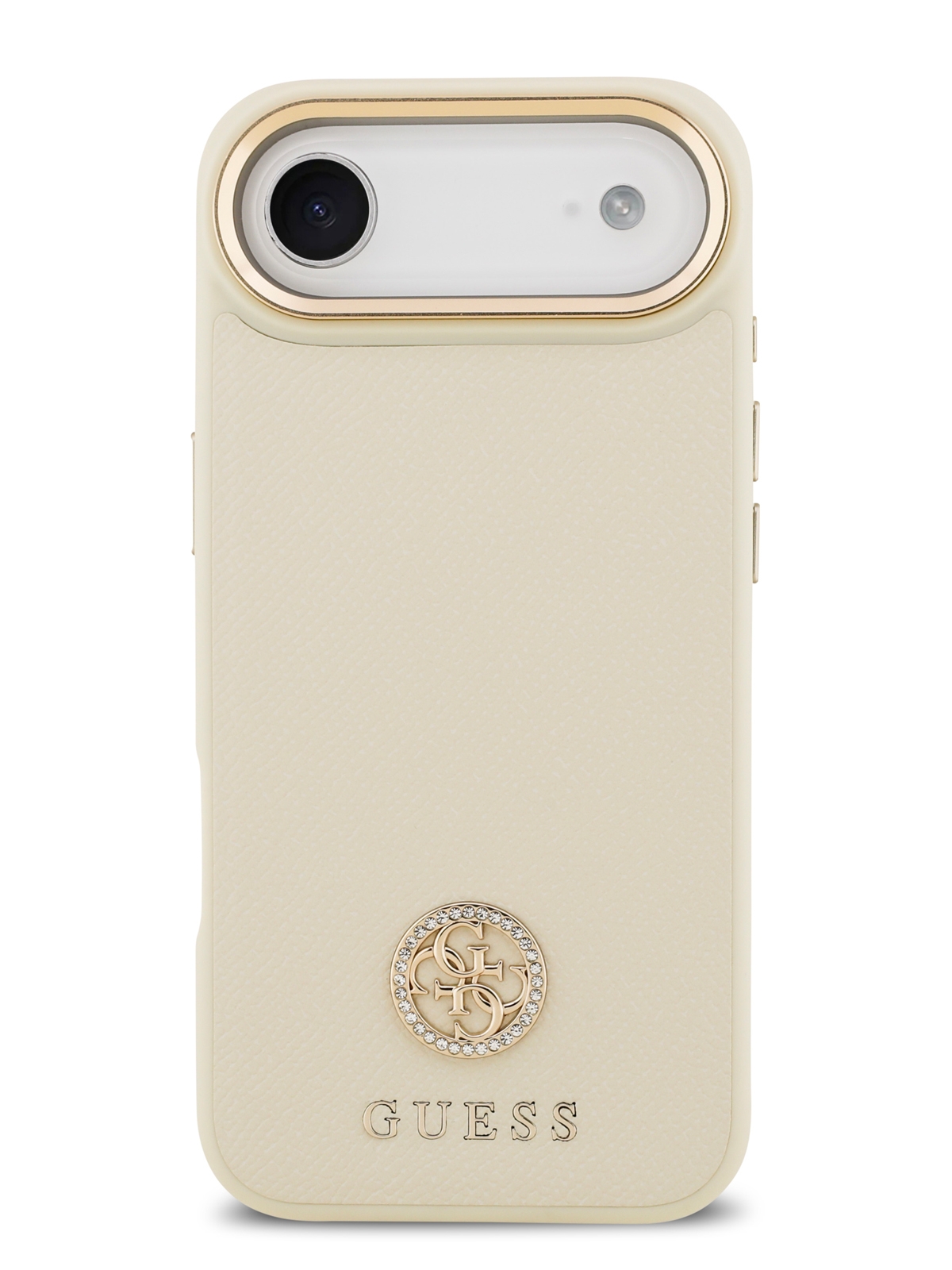 Чехол Guess iPhone Air PU Grained 4G Diamond metal logo Gold camera Hard Beige, MagSafe, Бежевый