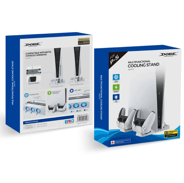 Многофункциональная охлаждающая подставка Dobe для игровой приставки PlayStation 5 с зарядкой и индикацией (TP5-05102)