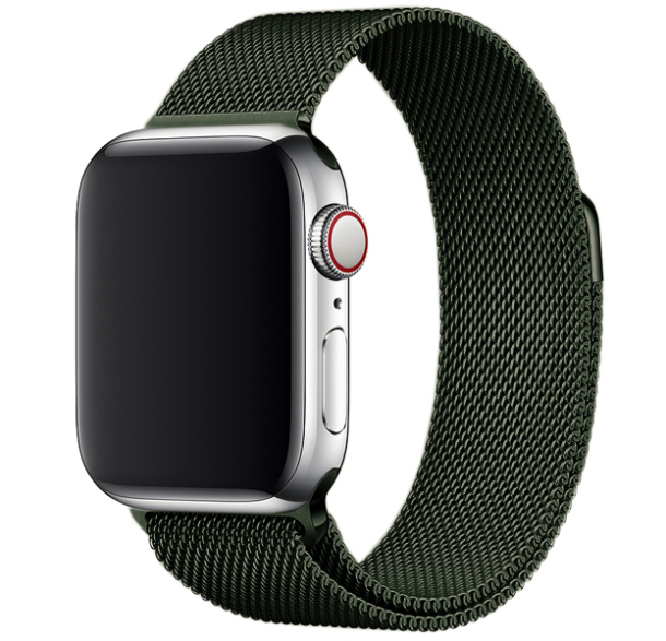Ремешок Milanese для Apple Watch 38/40/41мм, Черно-зеленый