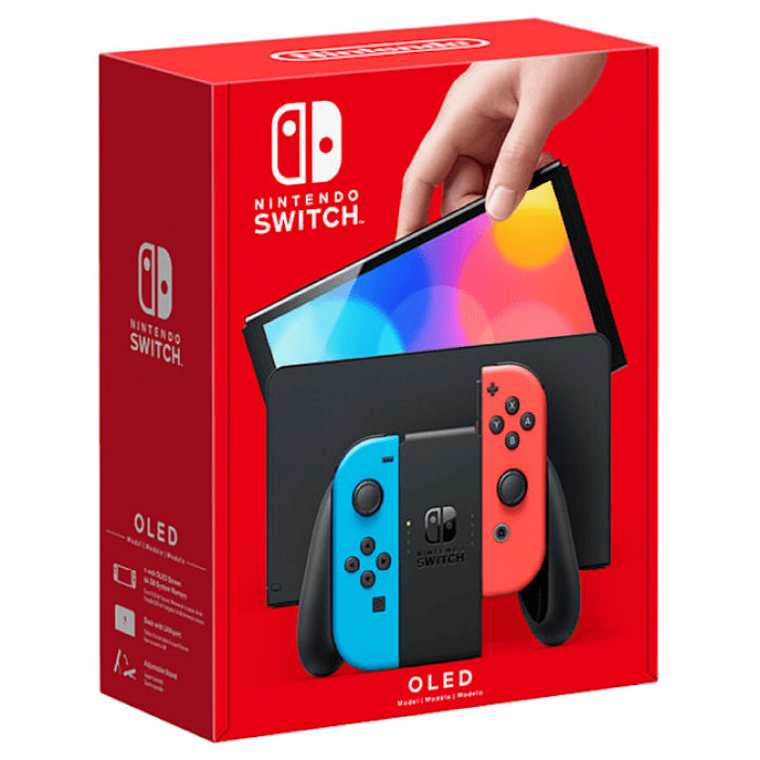 Nintendo Switch OLED, Синий, Неон/Красный