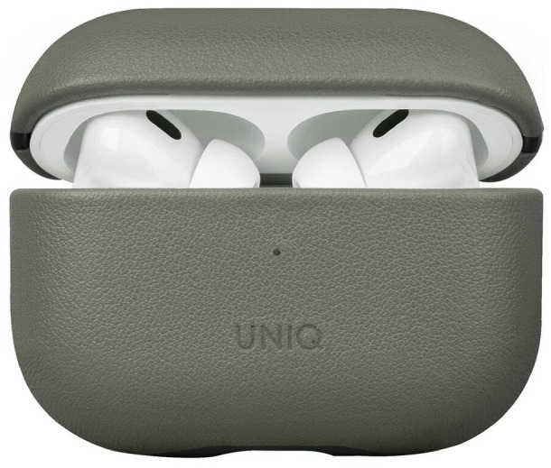 Чехол Uniq Terra Genuine Кожа с ремешком для AirPods Pro 2, Зеленый лишайник 