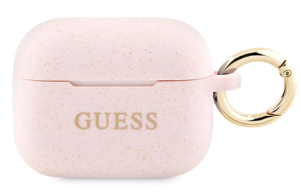 Чехол силиконовый Guess для Airpods Pro 2 с кольцом, Светло-розовый