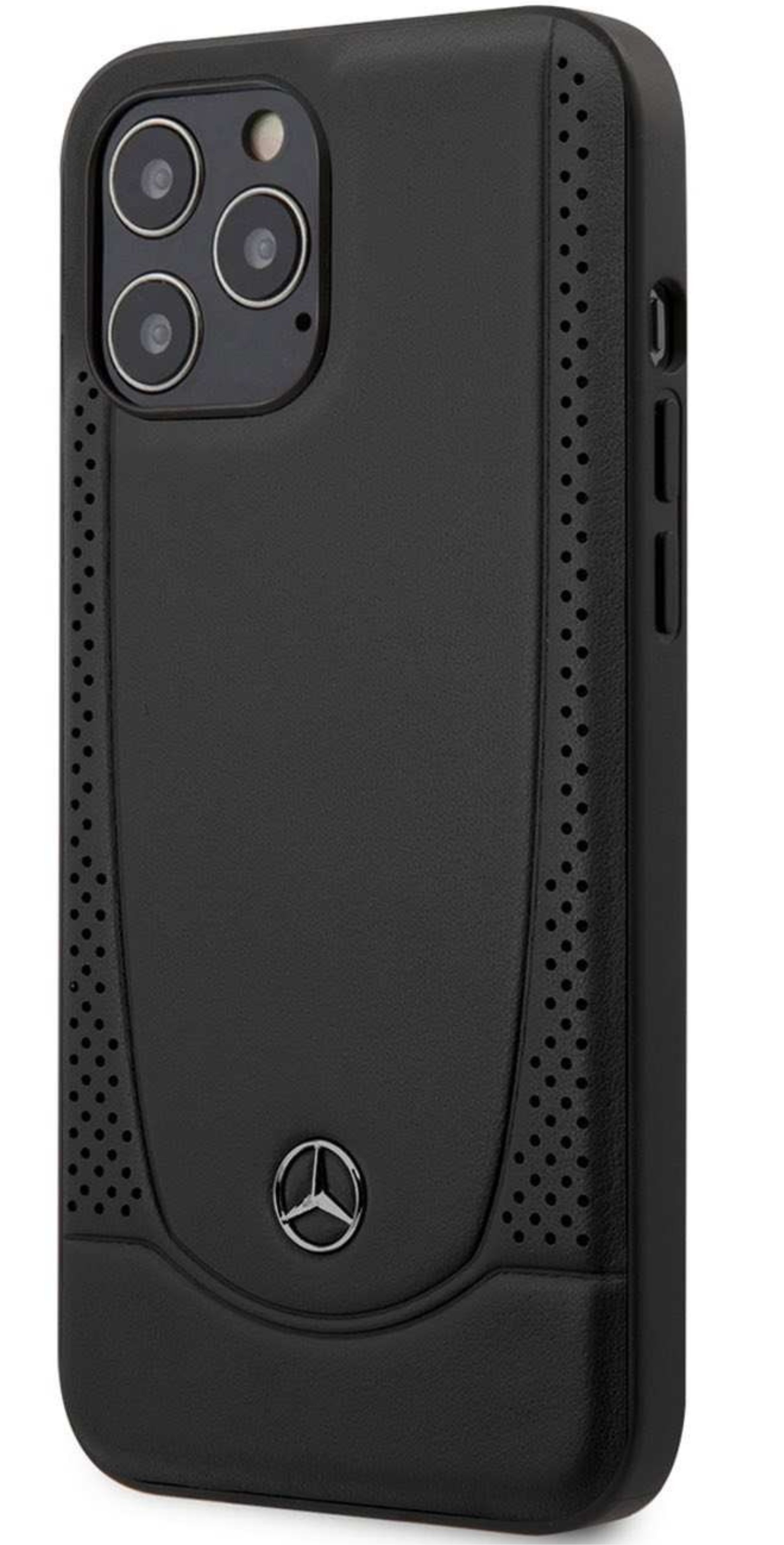 Чехол Mercedes для iPhone 12 Pro Max, Натуральная кожа Urban гладкая/перфорированная, Черный