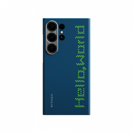Чехол PITAKA Tactile Woven Case Luminous™ Edition для Samsung S24 Ultra с принтом Hello World