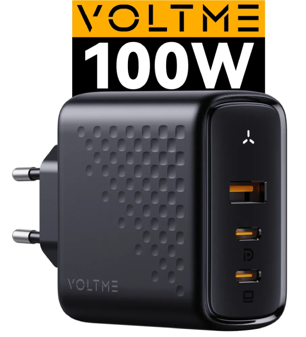 VOLTME Revo, PD 3.0 100 W Вт USB A + 2 Type-C, Черный, 100CCA