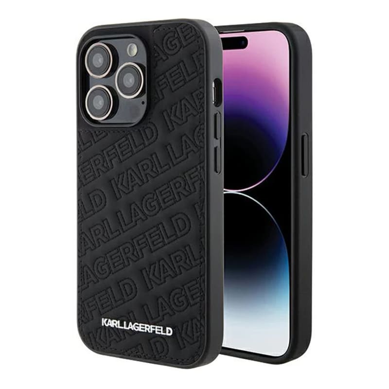 Чехол Lagerfeld для iPhone 15 Pro Max, PU Quilted Logo pattern Hard, Черный