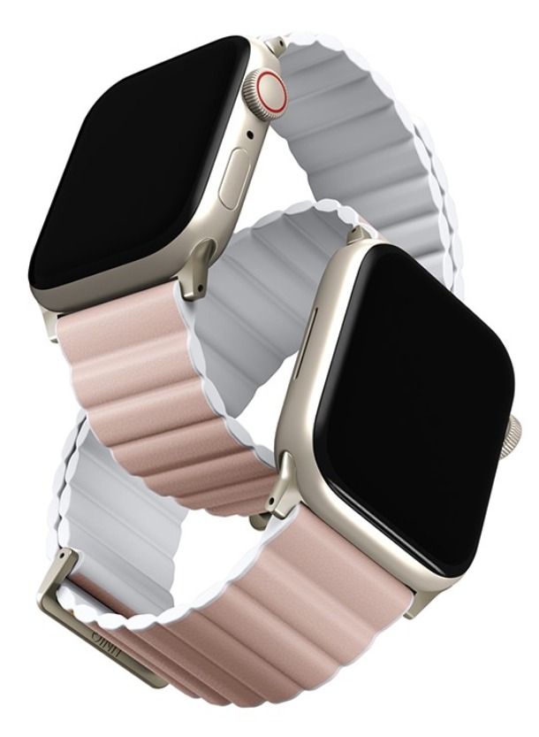 Ремешок Uniq Revix Premium Ed. Кожа/Силикон Blush Розовый/Белый для Apple Watch 38/40/41мм