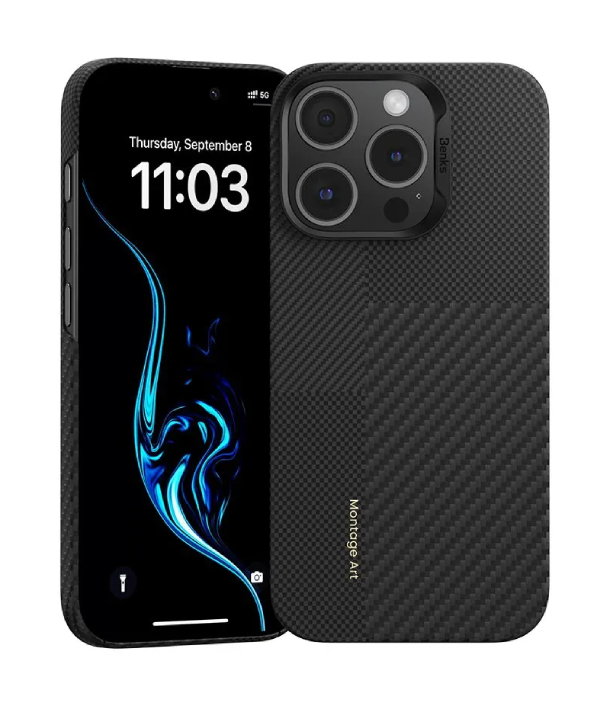 Чехол Benks Montage Armor Air built с Кевлар для iPhone 16 Pro Max, Черный (600D+1500D)