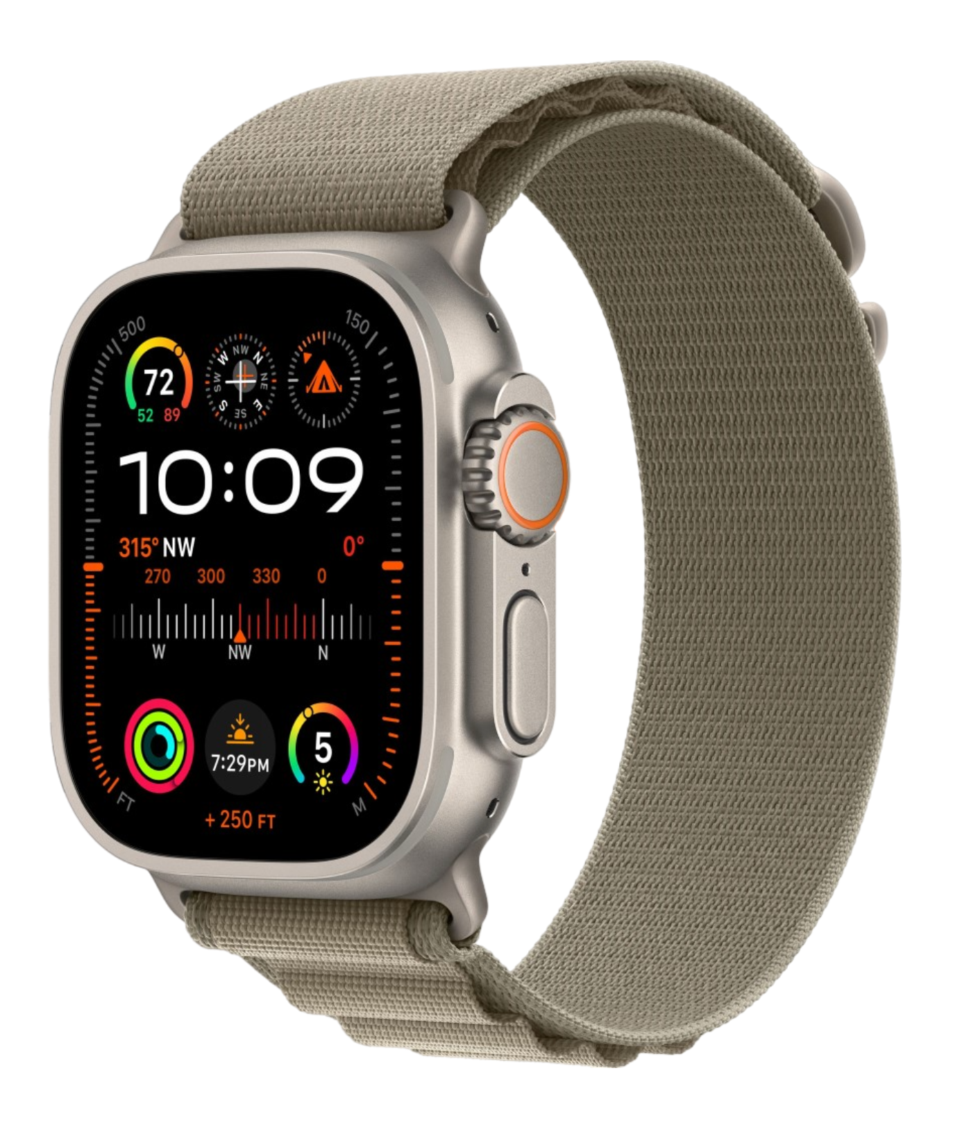 Apple Watch Ultra 2 GPS, 49 мм, L корпус из титана, ремешок Alpine оливкового цвета MX4H3