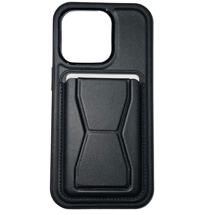 Чехол Кожа с кармашком для карт для iPhone 14 Pro, Черный