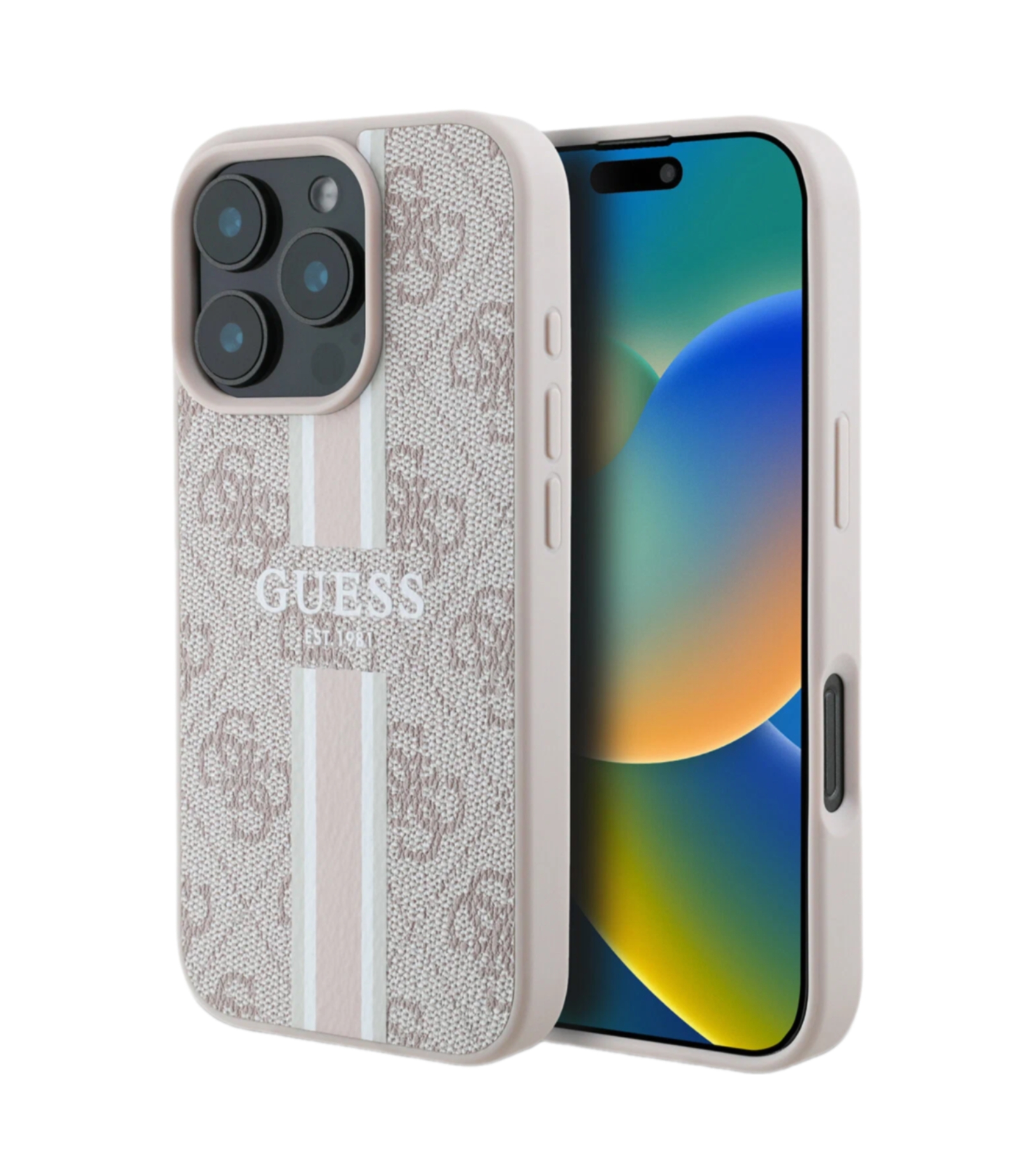 Чехол Guess PU 4G Stripes (MagSafe) для iPhone 16 Pro, Розовый