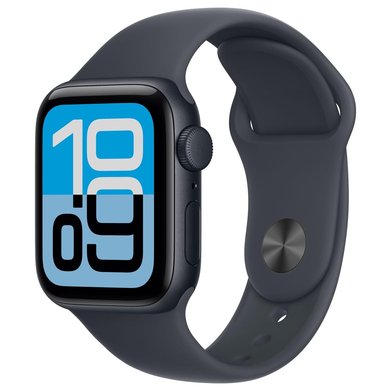 Apple Watch SE 3 (2025), 44мм, корпус цвета "Темная ночь", спортивный ремешок цвета "Темная ночь" M/L (MEHQ4)