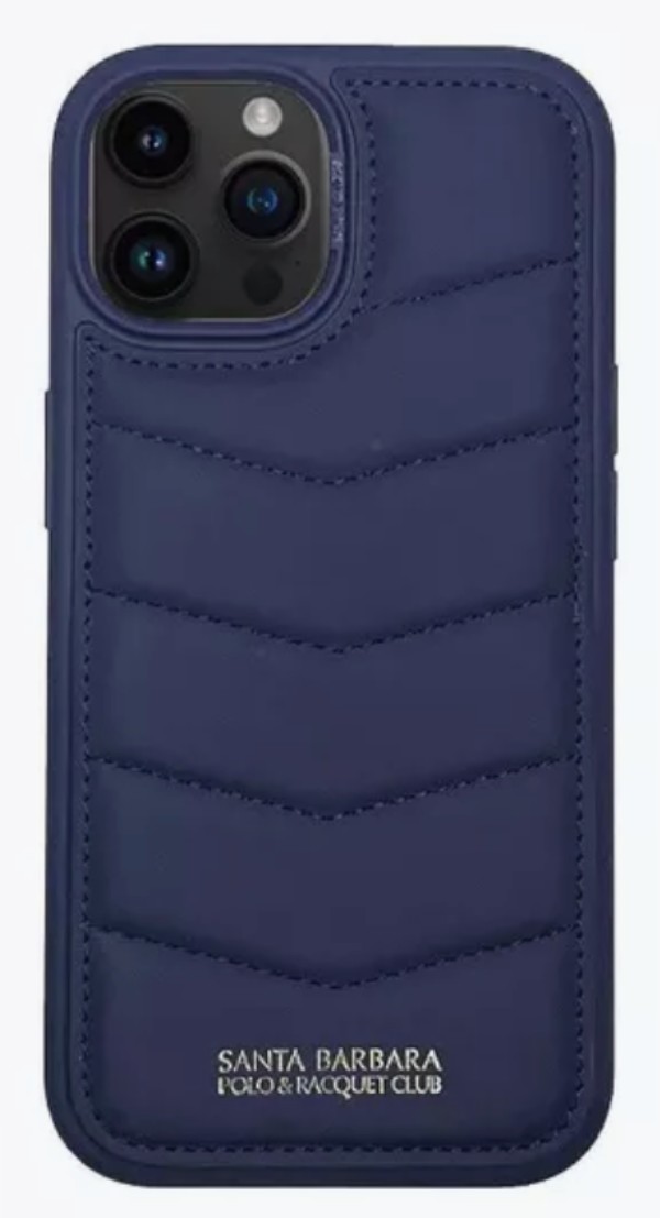 Чехол кожанный Santa Barbara Polo Clyde Series Puffer для iPhone 15 Pro, Синий