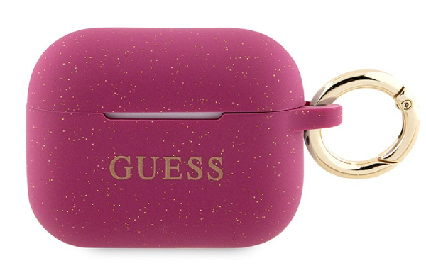 Чехол силиконовый Guess для Airpods Pro 2 с кольцом, Фуксия