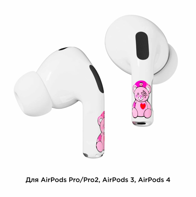 Наклейки "vlp" Easy Art для AirPods Pro/Pro2, Розовый Плюшевый Мишка